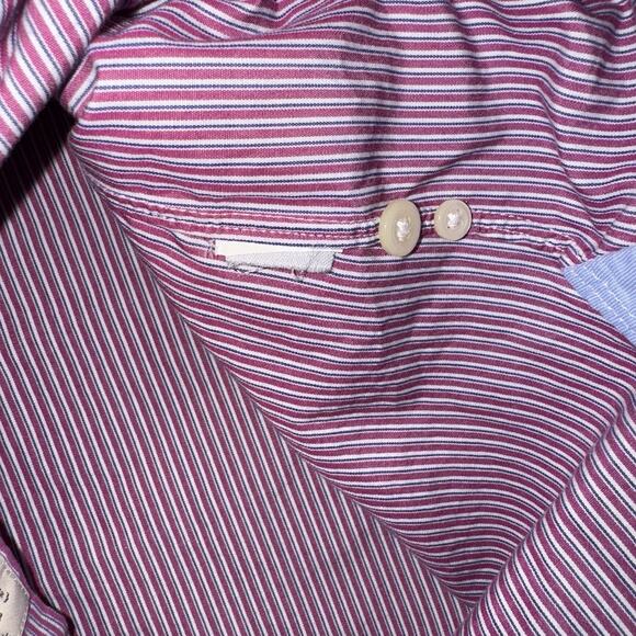 J.Crew 2-Ply Cotton Shirt Medium M Red White Stripe Long Sleeve Button-Up Comfy - Picture 8 of 9